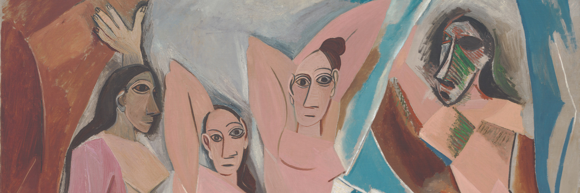 Pablo Picasso. Les Demoiselles d’Avignon. 1907. Oil on canvas, 8' × 7' 8" (243.9 × 233.7 cm). The Museum of Modern Art, New York. Acquired through the Lillie P. Bliss Bequest (by exchange). © 2024 Estate of Pablo Picasso/Artists Rights Society (ARS), New York