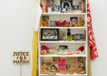 Agosto Machado. Shrine (White). 2022. Mixed-media installation, with jewelry, pins, and textiles; plastic, metal, glass, and papier-mâché objects; photographs, postcards, paper mask, protest sign, memorial-service cards and programs and newspaper and magazine clippings; and original artworks by Scott Covert, Ken Angel Davis with CAConrad, and Gene Fedorko with Stephen Tashjian (Tabboo!), 91 1/2 × 36 × 10" (232.4 × 91.4 × 25.4 cm). The Museum of Modern Art, New York. Acquired through the generosity of Scott Lorinsky. © 2024 Agosto Machado. Courtesy of the artist