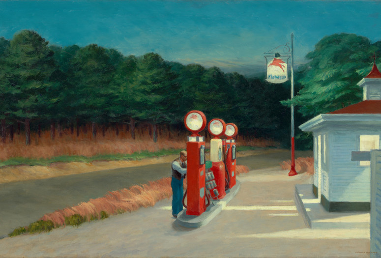 Edward Hopper. Gas. 1940. Oil on canvas, 26 1/4 × 40 1/4" (66.7 × 102.2 cm). Mrs. Simon Guggenheim Fund