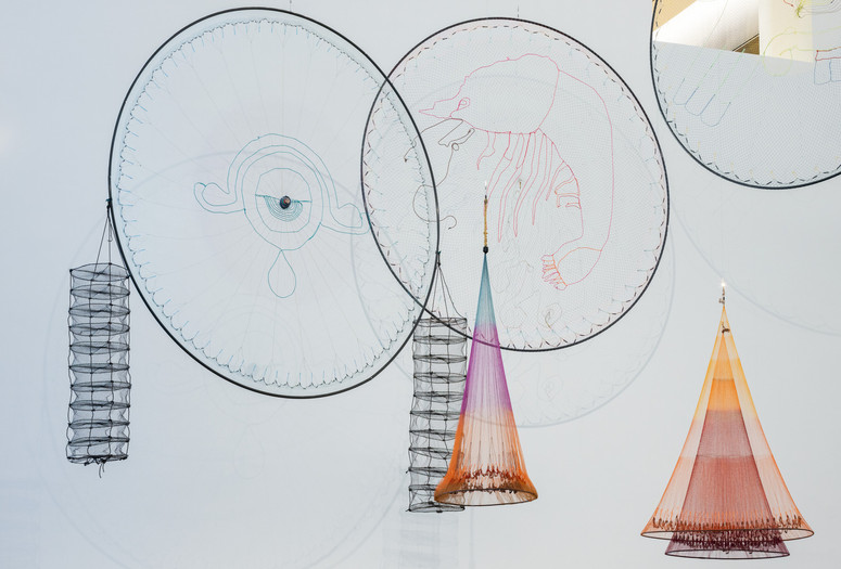 Installation view of the exhibition Carolina Caycedo: Spiral for Shared Dreams, The Museum of Modern Art, New York, November 11, 2023–May 19, 2024. Photo: Jonathan Dorado. Digital image © 2024 The Museum of Modern Art, New York