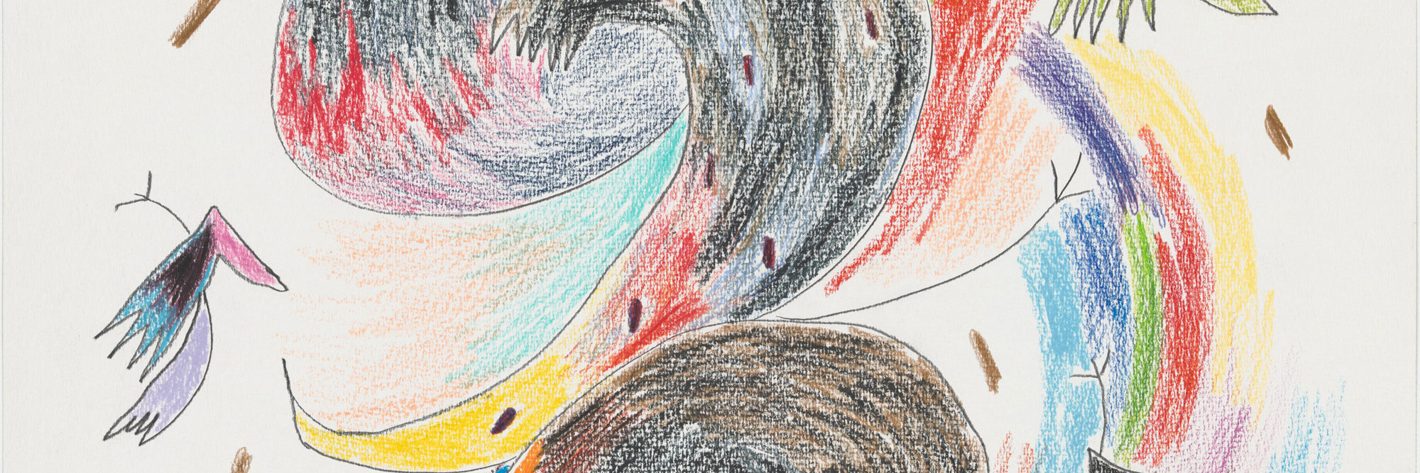 Tadáskía. ave preta mística mystical black bird. 2022. One from a series of 61 sheets with pencil, colored pencil, pastel, and spray paint on torn paper, each approx. 25 11/16 × 19 11/16" (65.2 × 50 cm). The Museum of Modern Art, New York. Fund for the Twenty-First Century. © 2024 Tadáskía