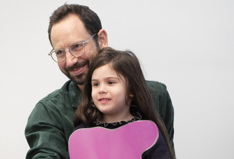 A caregiver and child explore shapes during a Family Gallery Talk. Photo: Martin Seck