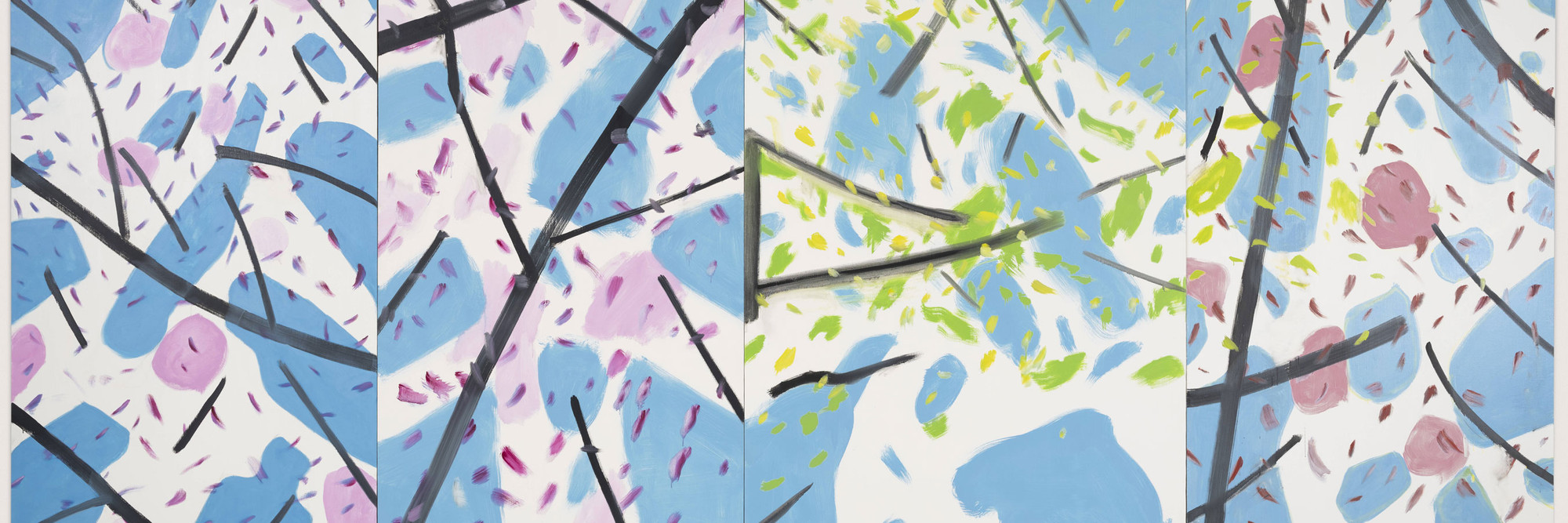 Alex Katz. Spring. 2023–24. Oil on linen, overall: 120 × 252" (304.8 × 640.1 cm). © Alex Katz/Artists Rights Society (ARS), NY. Courtesy of the artist and Gladstone Gallery. Photo: David Regen