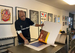 Taller Boricua printmaking artist Felix Plaza, 2024. Photo: James Cuebas