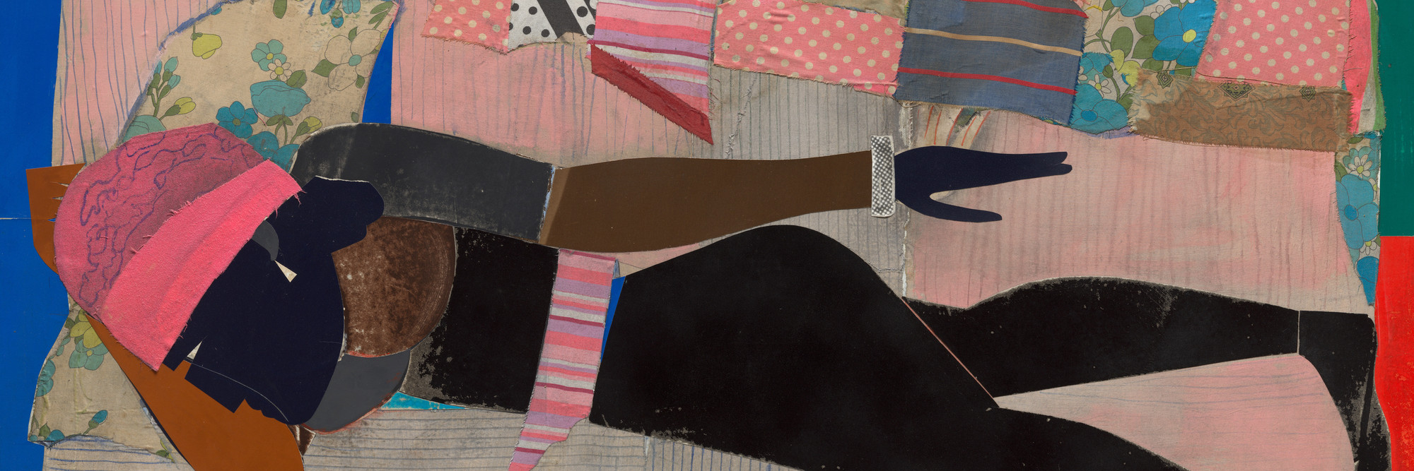 Romare Bearden. Patchwork Quilt. 1970. Cut-and-pasted fabrics, paper, and gelatin silver print with acrylic on board, 35 3/4 x 47 7/8" (90.9 x 121.6 cm). The Museum of Modern Art, New York. Blanchette Hooker Rockefeller Fund