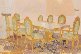 Mohammed Sami. The Execution Room. 2022. Acrylic on linen, 8 1/2 × 11 1/2' (259.1 × 350.5 cm). The Museum of Modern Art, New York. Gift of Lonti Ebers in honor of Glenn Lowry. © 2024 Mohammed Sami