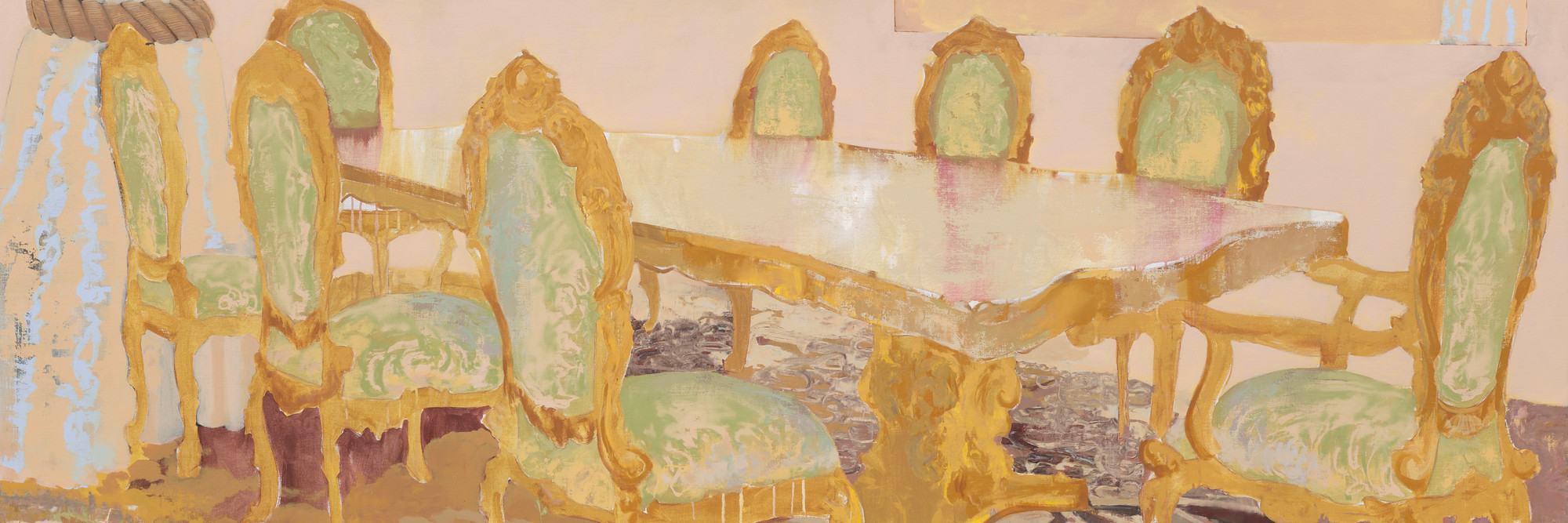 Mohammed Sami. The Execution Room. 2022. Acrylic on linen, 8 1/2 × 11 1/2' (259.1 × 350.5 cm). The Museum of Modern Art, New York. Gift of Lonti Ebers in honor of Glenn Lowry. © 2024 Mohammed Sami