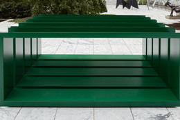 Donald Judd. Untitled. 1968. Painted steel, 48 3/8" × 10' × 10' 1" (122.8 × 305 × 307.6 cm). The Museum of Modern Art, New York. Mr. and Mrs. Simon Askin Fund. © 2024 Judd Foundation/Artists Rights Society (ARS), New York