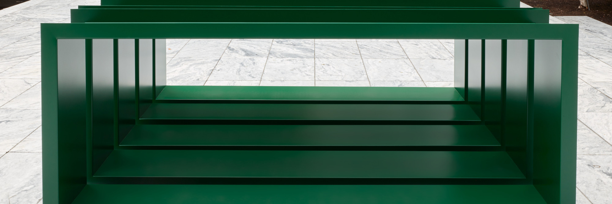 Donald Judd. Untitled. 1968. Painted steel, 48 3/8" × 10' × 10' 1" (122.8 × 305 × 307.6 cm). The Museum of Modern Art, New York. Mr. and Mrs. Simon Askin Fund. © 2024 Judd Foundation/Artists Rights Society (ARS), New York