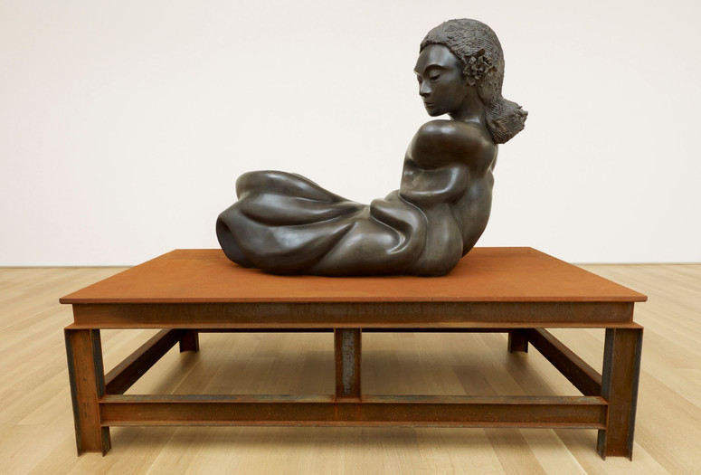 Thomas Schütte. Bronzefrau Nr. 17 (Bronze Woman No. 17). 2006. Patinated bronze on steel table. The Art Institute of Chicago. Through prior gifts or bequests of Leo S. Guthman, Fowler McCormick, Albert A. Robin, Marguerita S. Ritman, Emily Crane Chadbourne, Florence S. McCormick, and Judith Neisser; purchased with funds provided by Per Skarstedt; 20th Century Purchase and Robert and Marlene Baumgarten funds. Photo: The Art Institute of Chicago/Art Resource, New York. © 2024 Thomas Schütte/Artists Rights Society (ARS), New York/VG Bild-Kunst, Bonn