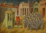 Remedios Varo. The Juggler (The Magician). 1956. Oil and inlaid mother of pearl on board. The Museum of Modern Art, New York. Gift of Joan H. Tisch (by exchange). © 2024 Remedios Varo, Artists Rights Society (ARS), New York/VEGAP, Madrid