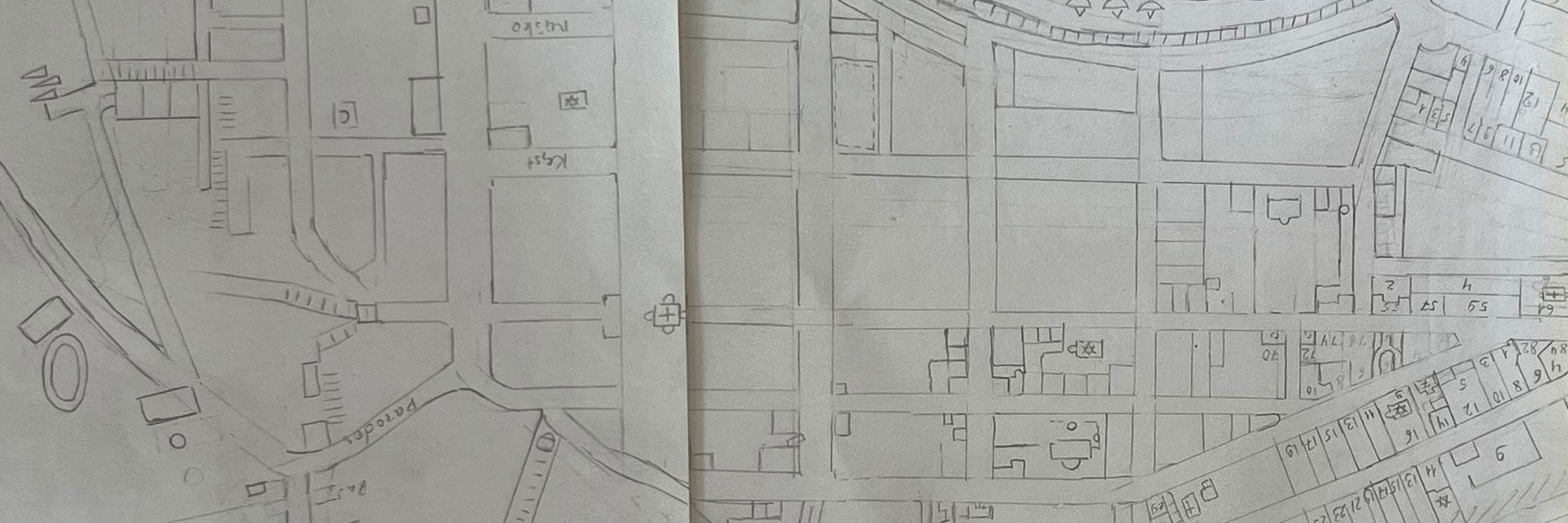 Kaunas, Lithuania, circa 1941. (From an unfinished map by Marija Oniščik, 2022)