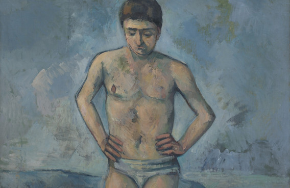 Paul Cézanne. The Bather. c. 1885. Oil on canvas, 50 x 38 1/8" (127 x 96.8 cm). Lillie P. Bliss Collection