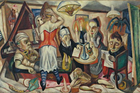 Max Beckmann. Family Picture. Frankfurt 1920. Oil on canvas, 25 5/8 × 39 3/4" (65.1 × 100.9 cm). The Museum of Modern Art, New York. Gift of Abby Aldrich Rockefeller. © 2025 Artists Rights Society (ARS), New York/VG Bild-Kunst, Bonn