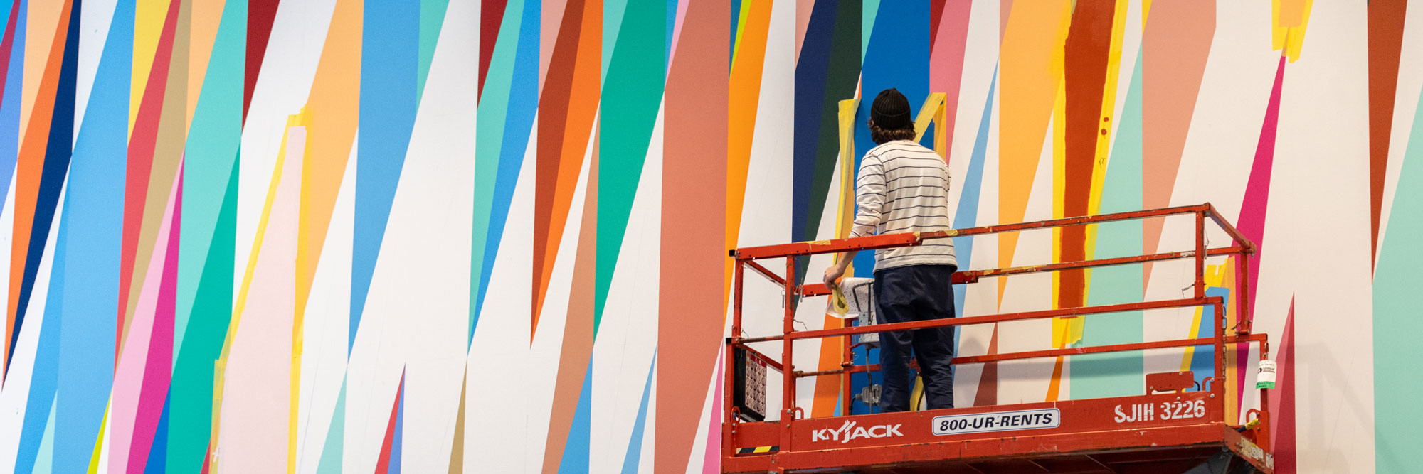 Installation in-progress view of the exhibition Odili Donald Odita: Songs from Life, April 8, 2025–Spring 2027. Photographed in March 2025. Photo: Jonathan Dorado. Digital image © 2025 The Museum of Modern Art, New York
