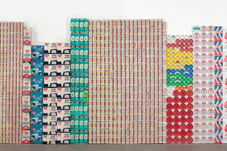 George Maciunas. One Year. 1973–74. Various empty containers and packaging, installation (approx.): 85 13/16 × 275 7/8 × 4 1/4" (218 × 700.7 × 10.8 cm). The Gilbert and Lila Silverman Fluxus Collection Gift