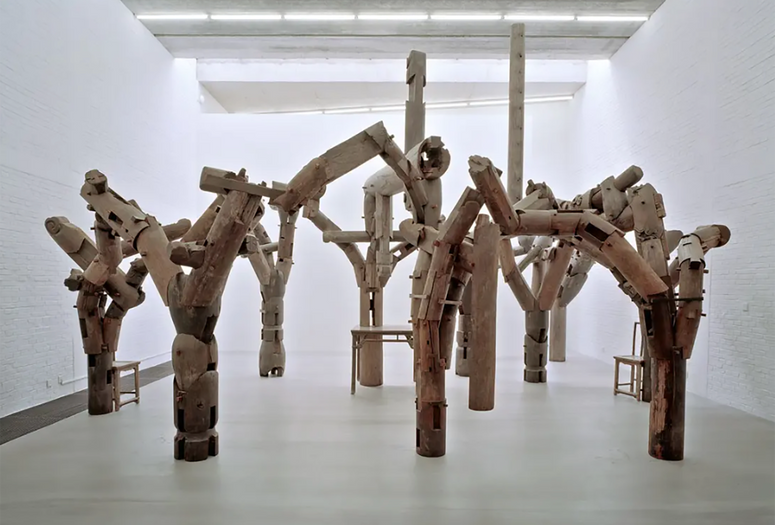 Ai Weiwei. Fragments. 2005. Iron wood (tieli wood) table, chairs, parts of beams and pillars from dismantled temples of the Qing Dynasty (1644–1911). Courtesy of Ai Weiwei Studio. © Ai Weiwei