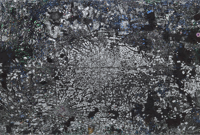 Jack Whitten. Atopolis: For Édouard Glissant. 2014. Acrylic on canvas, eight panels. The Museum of Modern Art, New York. Acquired through the generosity of Sid R. Bass, Lonti Ebers, Agnes Gund, Henry and Marie-Josée Kravis, Jerry Speyer and Katherine Farley, and Daniel and Brett Sundheim. © 2025 The Museum of Modern Art, New York. Photo: Jonathan Muzikar