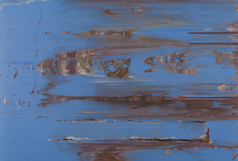 Jack Whitten. Mirsinaki Blue (detail). 1974. Acrylic on canvas. Collection of the Herbert F. Johnson Museum of Art, Cornell University. Gift of Leonard and Ruth Bocour. © 2025 Herbert F. Johnson Museum of Art, Cornell University