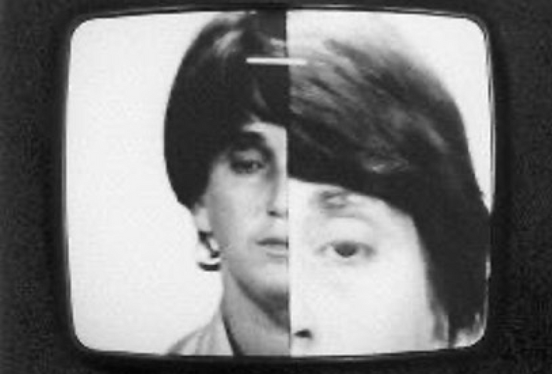 VALIE EXPORT. Still from Space Seeing - Space Hearing. 1973-74. Video (black and white, sound), 6:19 min. Image courtesy Electronic Arts Intermix (EAI), New York