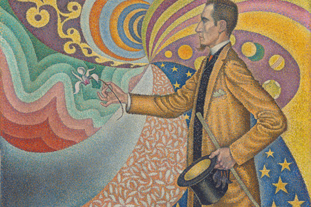 Paul Signac, Opus 217. Against the Enamel of a Background Rhythmic with Beats and Angles, Tones, and Tints, Portrait of M. Félix Fénéon in 1890, 1890, Oil on canvas. 29 x 36 1/2" (73.5 x 92.5 cm), The Museum of Modern Art, New York, Gift of Mr. and Mrs. David Rockefeller