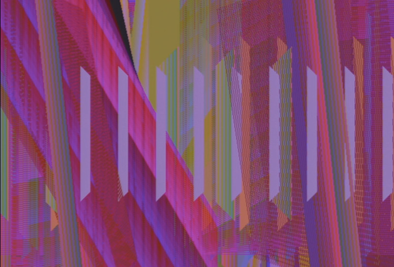 Samia Halaby. Beirut. 2025. Still from kinetic painting coded on a PC, 1993. © 2025 Samia Halaby, courtesy the artist and Sfeir-Semler Gallery Beirut/Hamburg