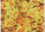 Ruth Asawa. Nasturtiums (TAM.1557). 1965. Lithograph. Proof outside the edition of 20. The Museum of Modern Art, New York. Gift of Kleiner, Bell &amp; Co. © 2025 Ruth Asawa Lanier, Inc. Courtesy David Zwirner. Image description: A lithograph print of flowers layered in an abstract composition that fills the entire page. The background is a bright yellow-green, with organic petal shapes emerging in warm brown and orange hues.