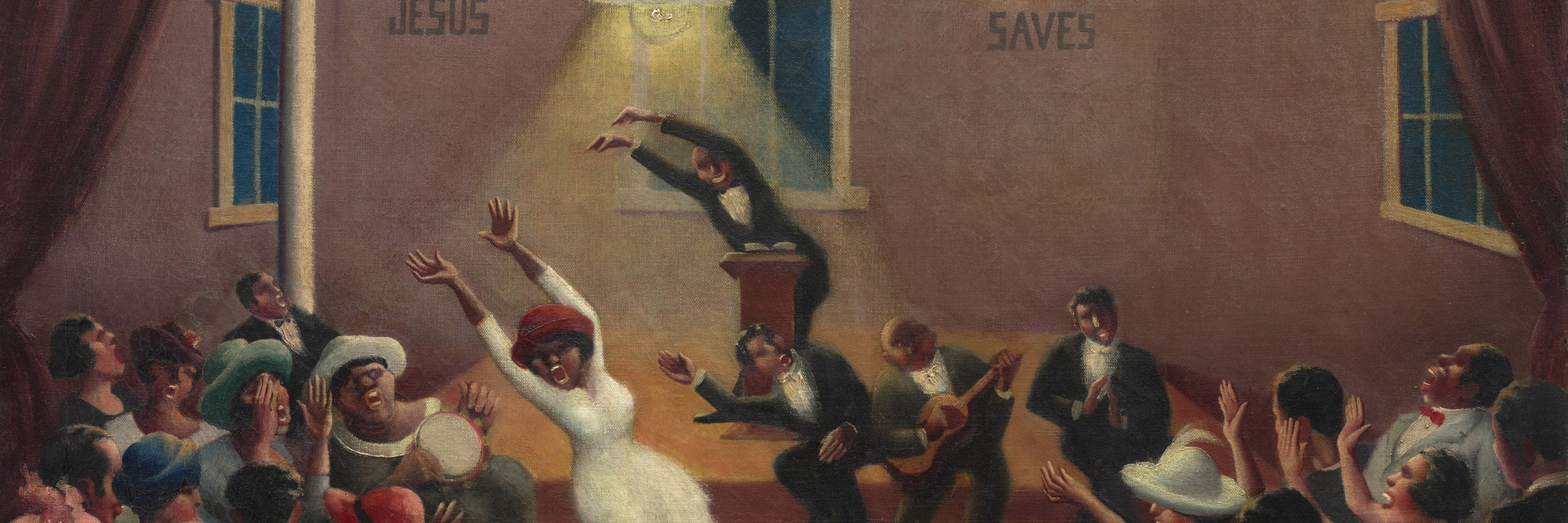 Archibald John Motley Jr. Tongues (Holy Rollers). 1929. Oil on canvas, 29 1/4 × 36 1/8" (74.3 × 91.8 cm). The Museum of Modern Art, New York. Bequest of Janice H. Levin (by exchange). © Archibald John Motley Jr. Courtesy of the Artist's Estate. Photo: David Almeida