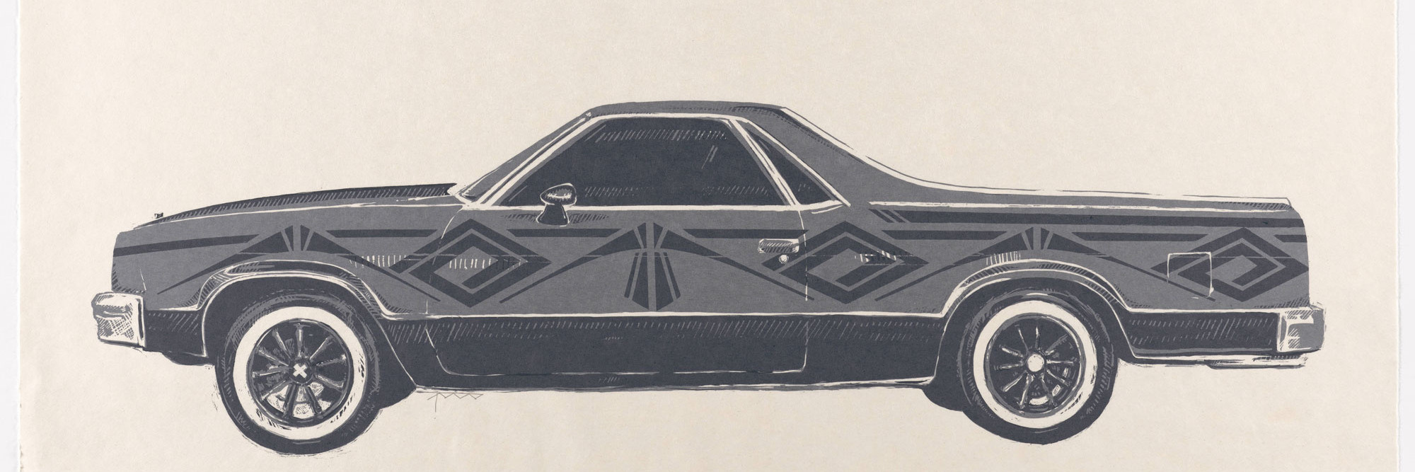 Rose B. Simpson. Maria. 2021. Lithograph on two sheets, sheet (each): 18 × 46" (45.7 × 116.8 cm), overall (both sheets together): 36 × 46" (91.4 × 116.8 cm). The Museum of Modern Art, New York. Deborah Wye Endowment Fund. © 2025 Rose B. Simpson