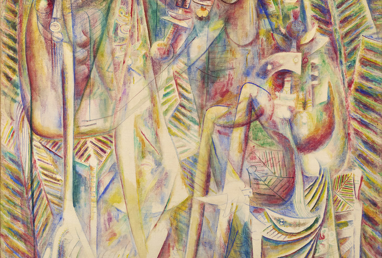 Wifredo Lam. Harpe astrale (Astral Harp). 1944. Oil on canvas. Private collection. © Succession Wifredo Lam, ADAGP, Paris/ARS, New York 2025