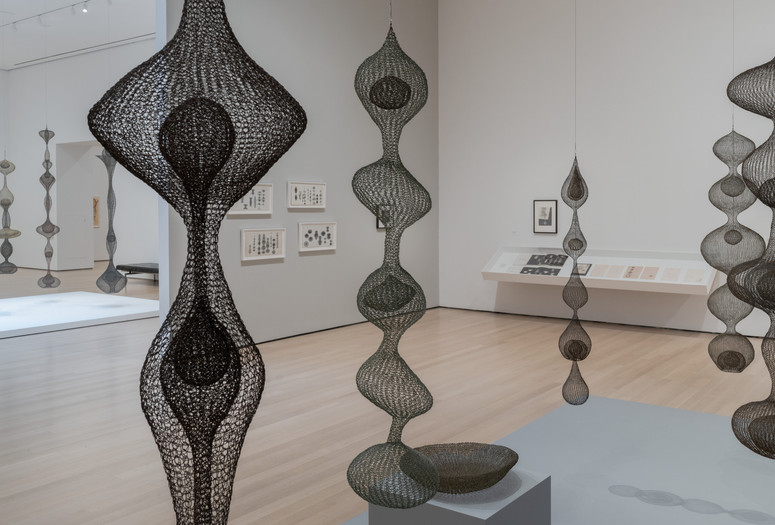 Installation view of Ruth Asawa: A Retrospective, The Museum of Modern Art, New York, October 19, 2025–February 7, 2026