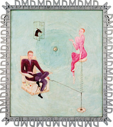 Florine Stettheimer. Portrait of Marcel Duchamp and Rrose Sélavy. 1923. Oil on canvas laid down on board, 29 7/8 × 26" (75.9 × 66 cm). The Bluff Collection, Promised gift of John A. Pritzker to the Metropolitan Museum of Art