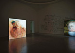 Pierre Huyghe. UUmwelt. Deep image reconstructions, screens, sensors, sound, scents, incubator, flies, sanded wall, and dust. Installation view, Serpentine Galleries, London, October 2018–February 2019. Courtesy of the artist and Serpentine Galleries. © Kamitani Lab/Kyoto University and ATR. Photo: Ola Rindal, Alice Godwin