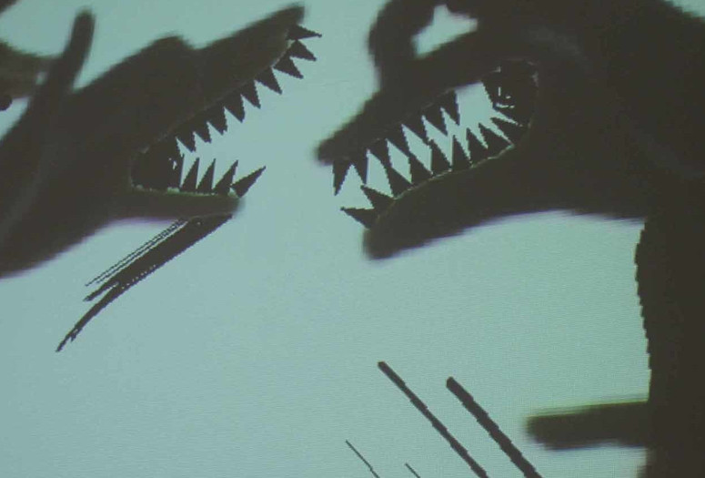 Philip Worthington. Shadow Monsters. 2004–ongoing. Java, Processing, BlobDetection, SoNIA, and Physics software. The Museum of Modern Art, New York. Gift of the designer