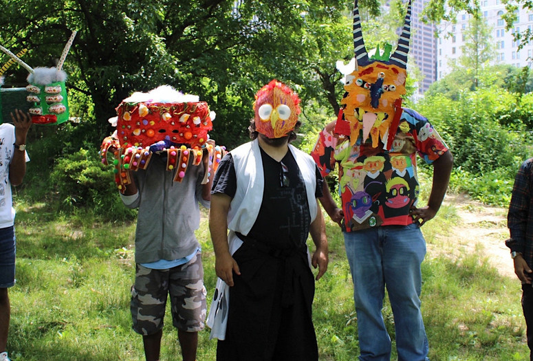 Everette Ball, Diogeneis Costa, Christopher Chronopoulus, Jimmy Tucker, Leroy Pettaway. Monster Mash. 2022. Mixed media. Photo: Mallory Perry