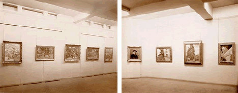 Installation photograph of the Museum’s first exhibition, 1929. Left to right: Paul Cézanne, Gardanne (c. 1885); Paul Gauguin, The Bathers (1898); Vincent van Gogh, The Ravine (1889); Paul Gauguin, Breton Landscape (n.d.); Paul Gauguin, Breton Children (n.d.); Paul Cézanne, Self Portrait (n.d.); Paul Gauguin, Women of Arles (1888); Vincent van Gogh, Cypresses (1889); Paul Gauguin, Portrait of Meyer de Haan (1889). The Museum of Modern Art Archives, NY: J. B. Neumann Papers, VII.C.