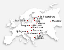 Map of European cities