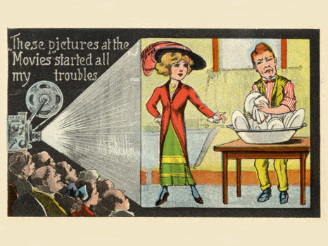 Those Pictures at the Movies started all my troubles, from a postcard series published by the SAS Company, 1914. Museum of Modern Art, Department of Film Special Collections
