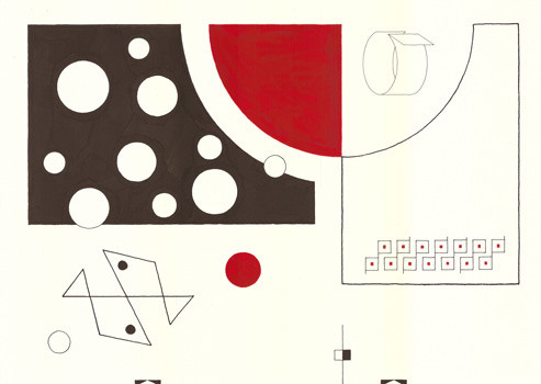 Mateo López (b. 1978, Bogotá). Ciudad Solar (La conquista de El Darién) (Sun City [The Conquest of El Darién]). 2016. One of 24 letterpress and silkscreen prints with sewing, 11 3/4 × 16 1/2″ (29.8 × 41.9 cm). The deluxe edition of The Valise includes hand-cut paper-architecture pop-ups