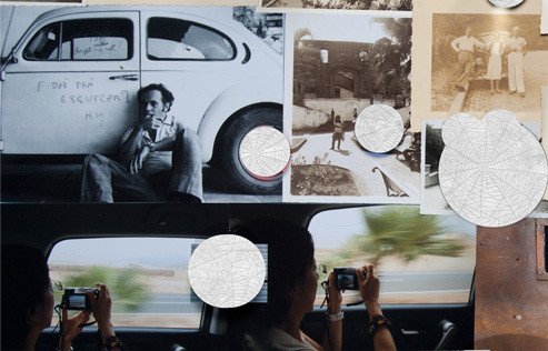 Rosângela Rennó (b. 1962, Belo Horizonte). Tudo sobre rodas (Everything on Wheels). 2016. Detail of “Photomap” for The Valise