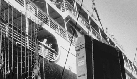 Loading cases in New York for the shipment of the United States’ submission to the IV Bienal do Museu de Arte Moderna de São Paulo, 1957