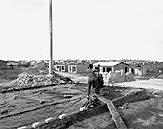 Man building his house