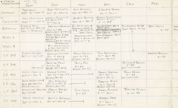 IAUR programming spreadsheet for the fall 1977 and winter 1978 seasons, 1977 [I.A.70]
