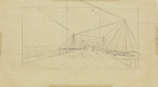 Bodo Rasch, Heinz Rasch. Suspension Houses Project (Perspective). 1927-1928