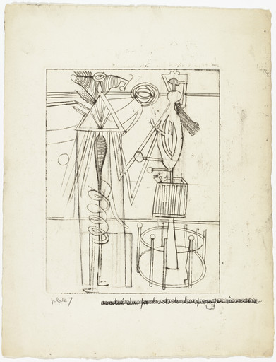 Louise Bourgeois. Plate 7 of 9, from the illustrated book, He Disappeared into Complete Silence. 1946-1947