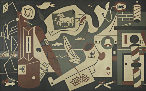 Stuart Davis. Mural (Radio City Men's Lounge Mural: Men without Women). 1932