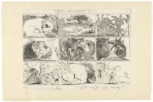 Pablo Picasso. Plate (folio 4) from Sueño y mentira de Franco (The Dream and Lie of Franco). 1937