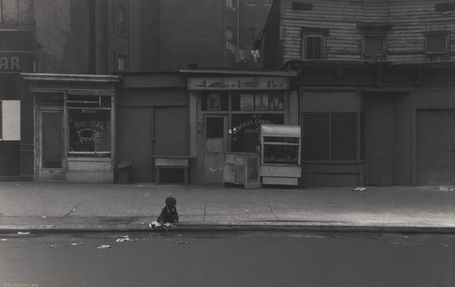 Roy DeCarava. Child Playing at Curb, Eighth Avenue. 1952