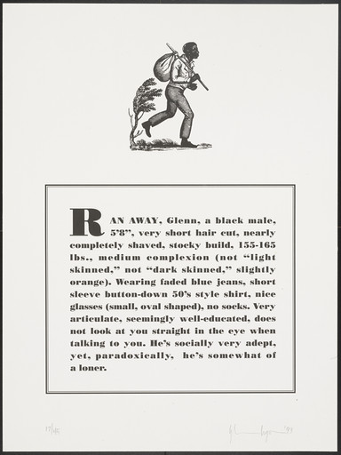 Glenn Ligon. Untitled from Runaways. 1993