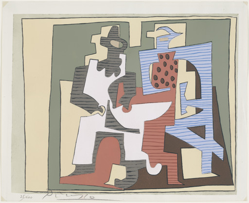 After Pablo Picasso. Pierrot and Harlequin, Seated from the series Dix Pochoirs. published 1921